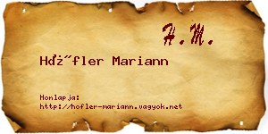 Höfler Mariann névjegykártya